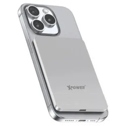 Xpower 5000Mah 20W 2In1 Wireless Ultra Thin Power Bank - Silver